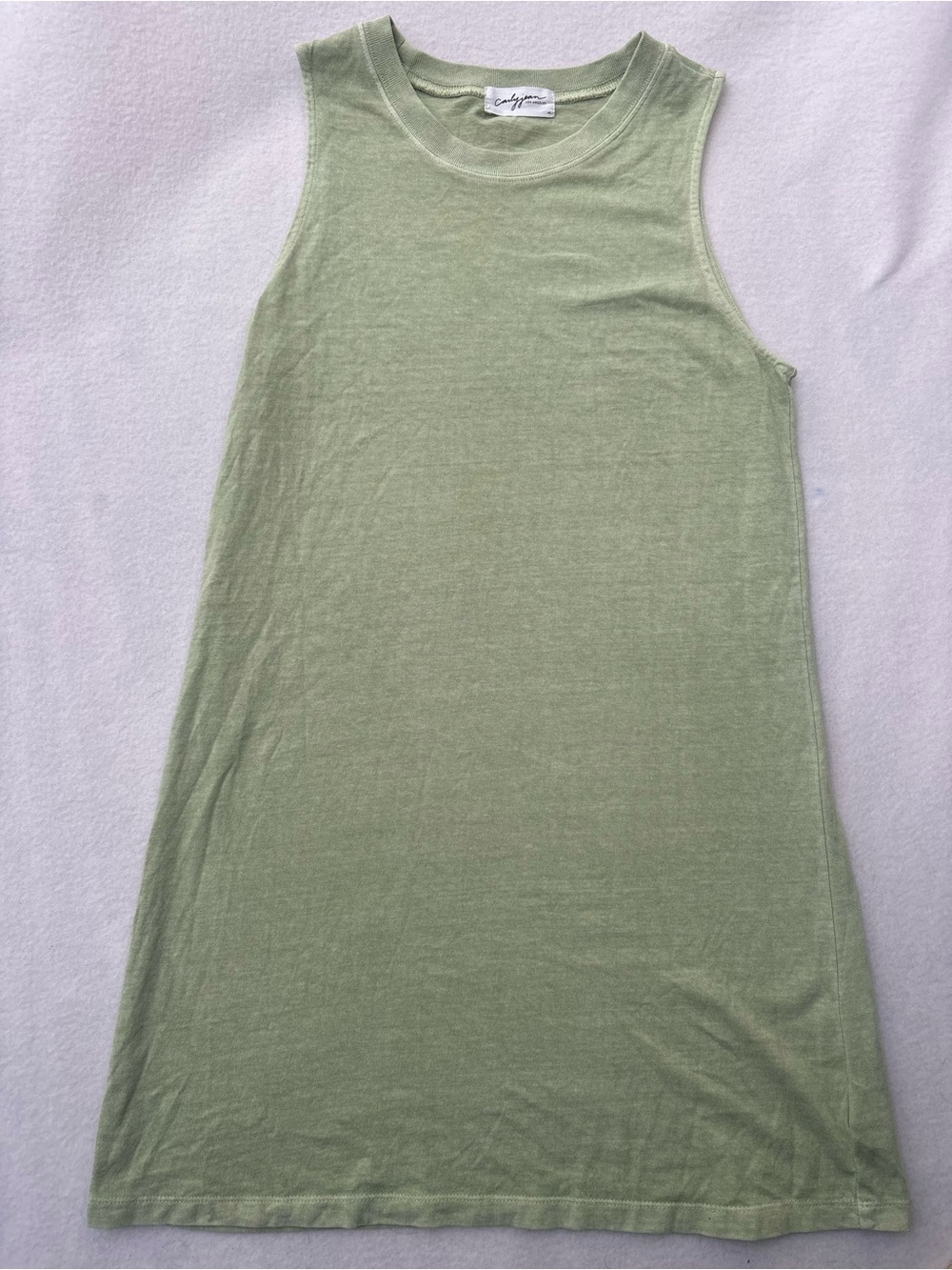 Carly Jean Los Angeles Pale Sage Crew Neck Top -100% Cotton